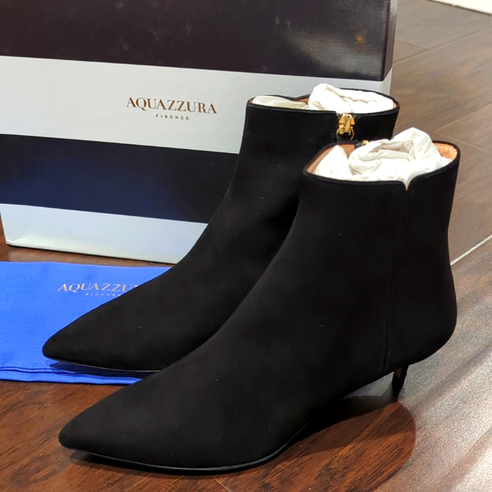 NIB Aquazzura Quant Bootie 45 Black/Suede